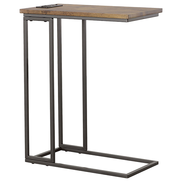 Coaster Furniture Rudy 935871 C-Shaped Side Table with Power Outlet - Antique Brown IMAGE 1