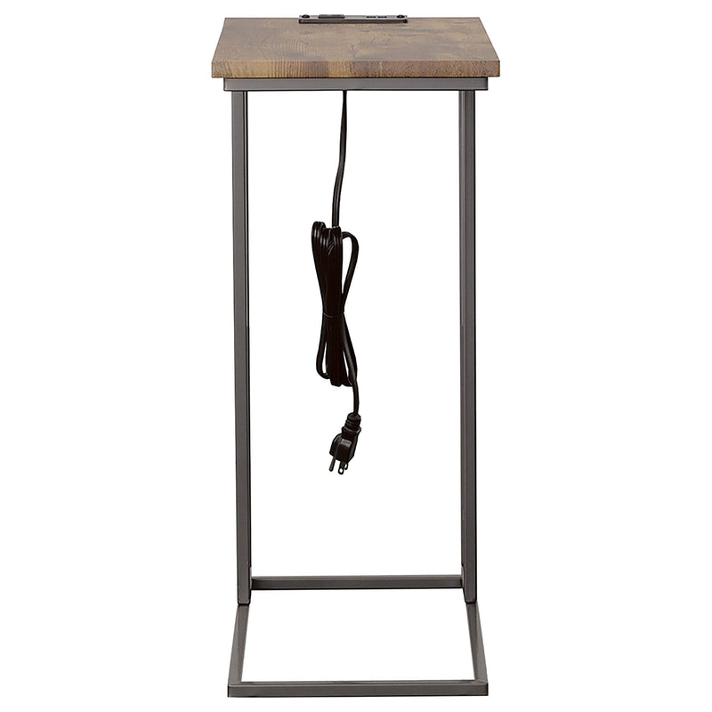 Coaster Furniture Rudy 935871 C-Shaped Side Table with Power Outlet - Antique Brown IMAGE 2