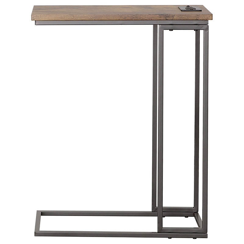 Coaster Furniture Rudy 935871 C-Shaped Side Table with Power Outlet - Antique Brown IMAGE 4