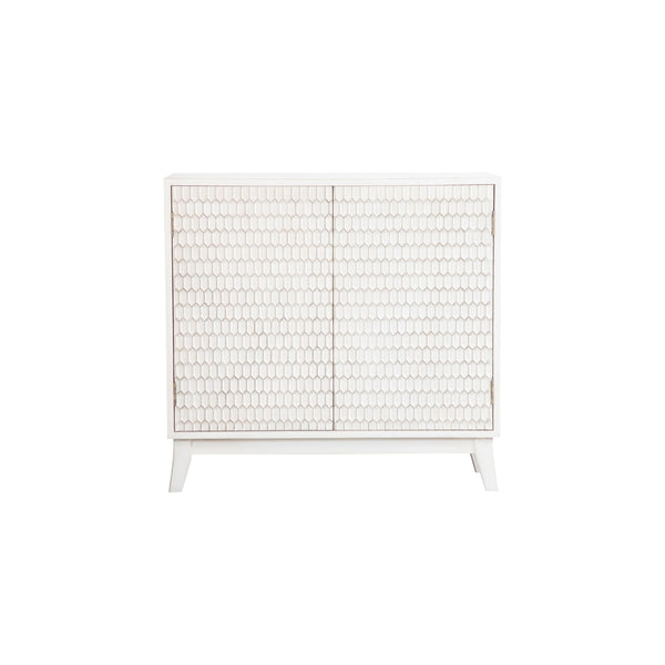  Coaster Furniture Gambon 953401 2-door Wood Honeycomb Pattern Accent Cabinet - White IMAGE 1