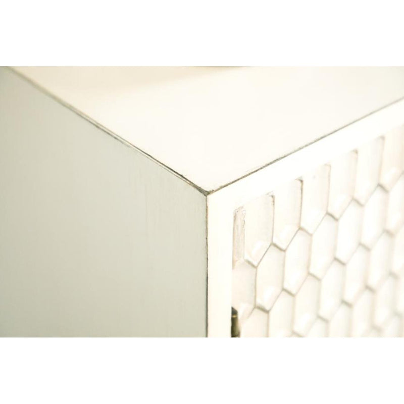  Coaster Furniture Gambon 953401 2-door Wood Honeycomb Pattern Accent Cabinet - White IMAGE 7