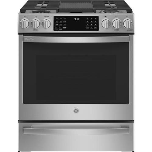 GE Profile 30-inch Slide-in Dual-Fuel Range with Wi-Fi Connect P2S930YPFS IMAGE 1