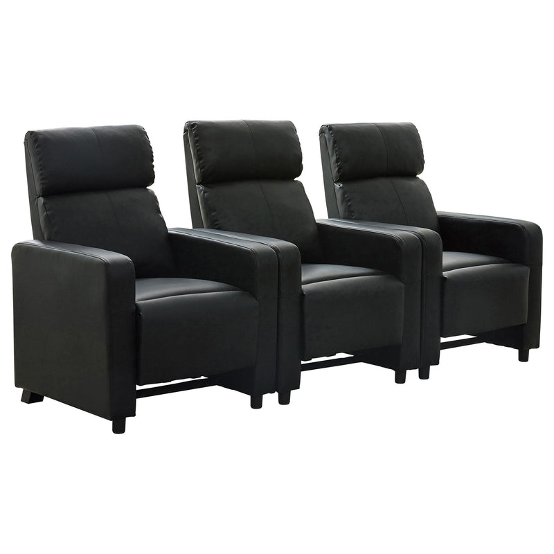 Coaster Furniture Toohey Leatherette Reclining Home Theater Seating 600181-S3B IMAGE 1