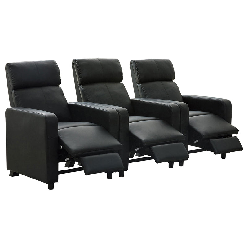 Coaster Furniture Toohey Leatherette Reclining Home Theater Seating 600181-S3B IMAGE 2