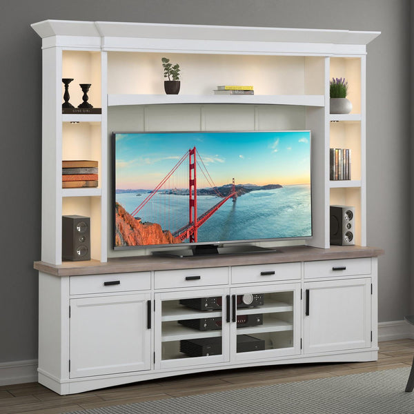 Parker House Furniture Americana Modern AME#92-4-COT 92" TV Console with Hutch - Cotton IMAGE 1