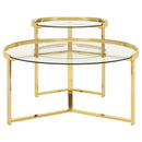  Coaster Furniture Delia 930251 2-Piece Round Glass Top Nesting Coffee Table - Gold IMAGE 2