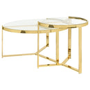  Coaster Furniture Delia 930251 2-Piece Round Glass Top Nesting Coffee Table - Gold IMAGE 5