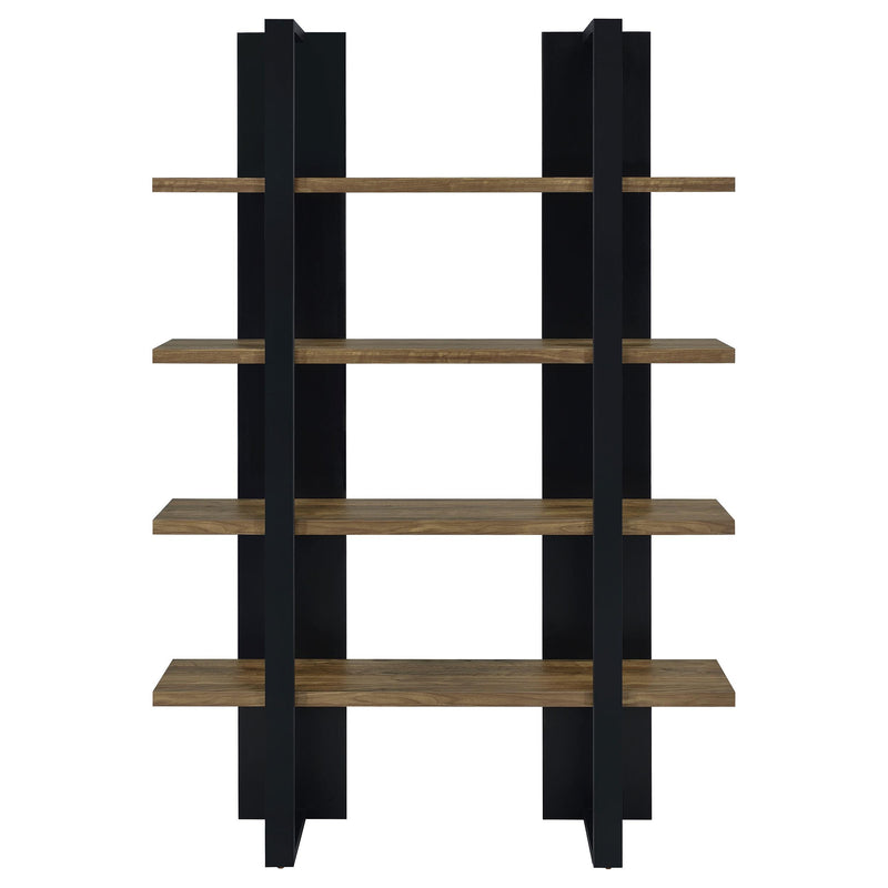  Coaster Furniture Danbrook 882036 71-inch 4-shelf Bookshelf - Black and Aged Walnut IMAGE 2