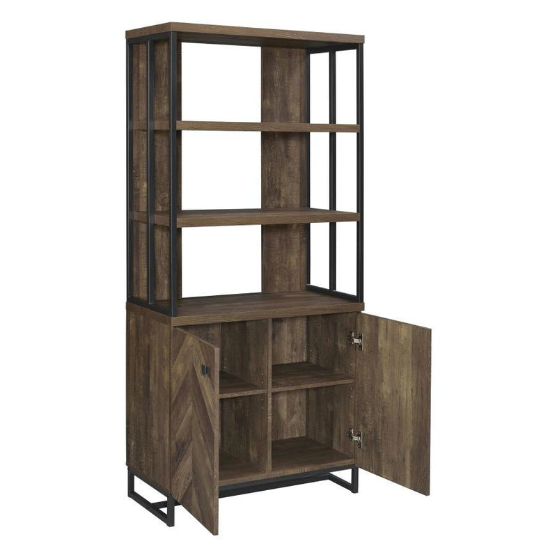  Coaster Furniture Millbrook 882093 71-inch 2-door Storage Bookshelf - Rustic Oak IMAGE 2