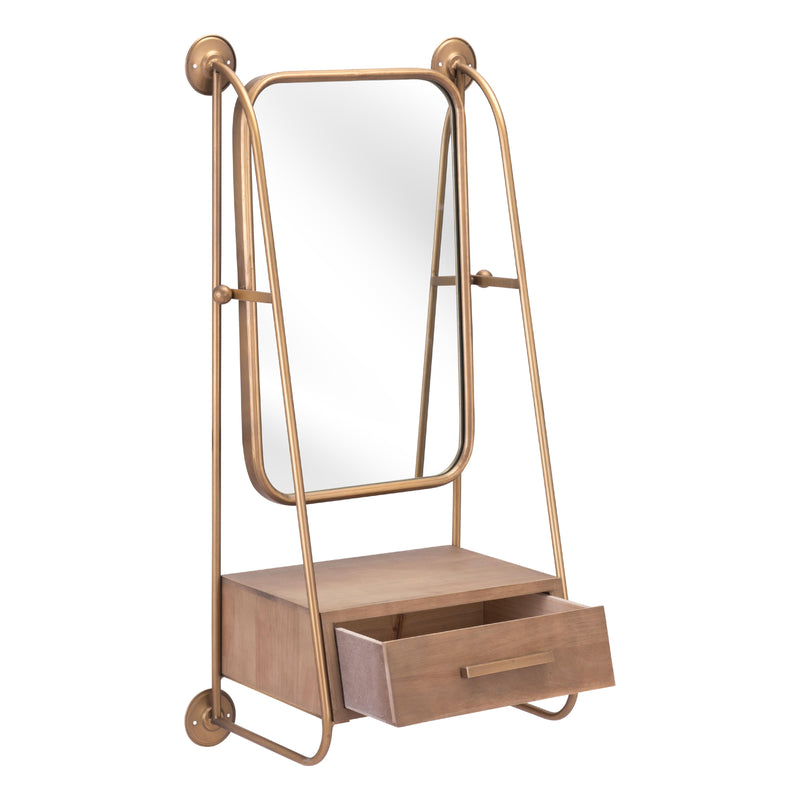 Zuo Peralta A12232 Mirror Shelf - Brass & Brown IMAGE 3