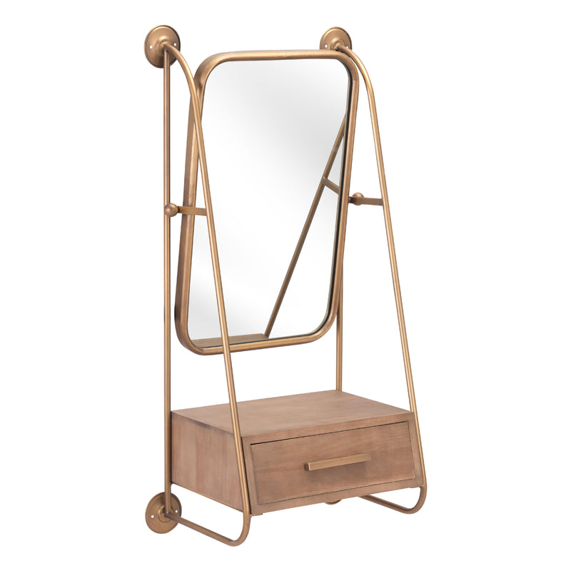 Zuo Peralta A12232 Mirror Shelf - Brass & Brown IMAGE 4