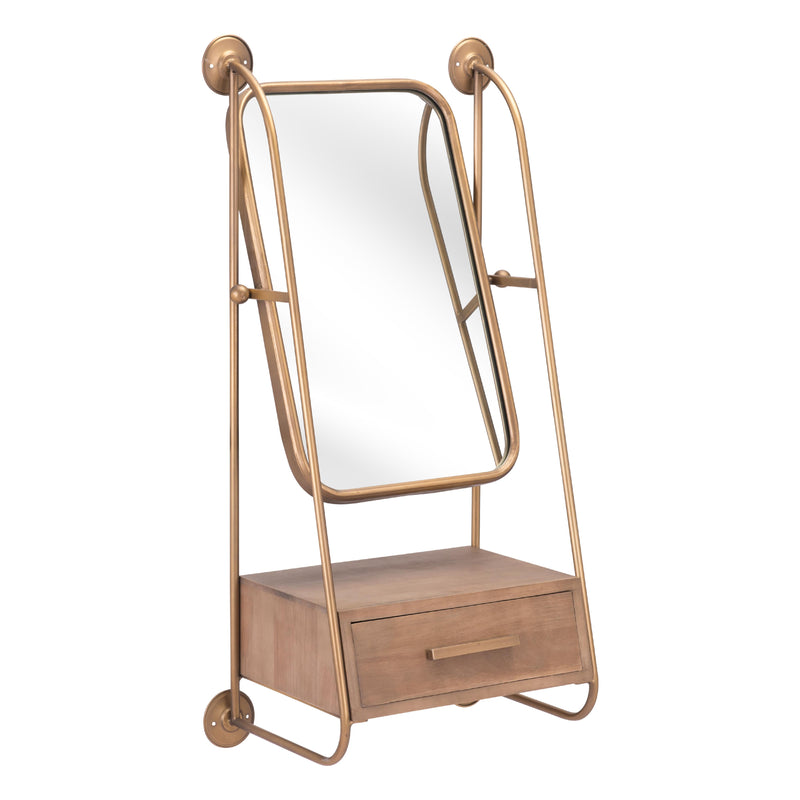 Zuo Peralta A12232 Mirror Shelf - Brass & Brown IMAGE 5