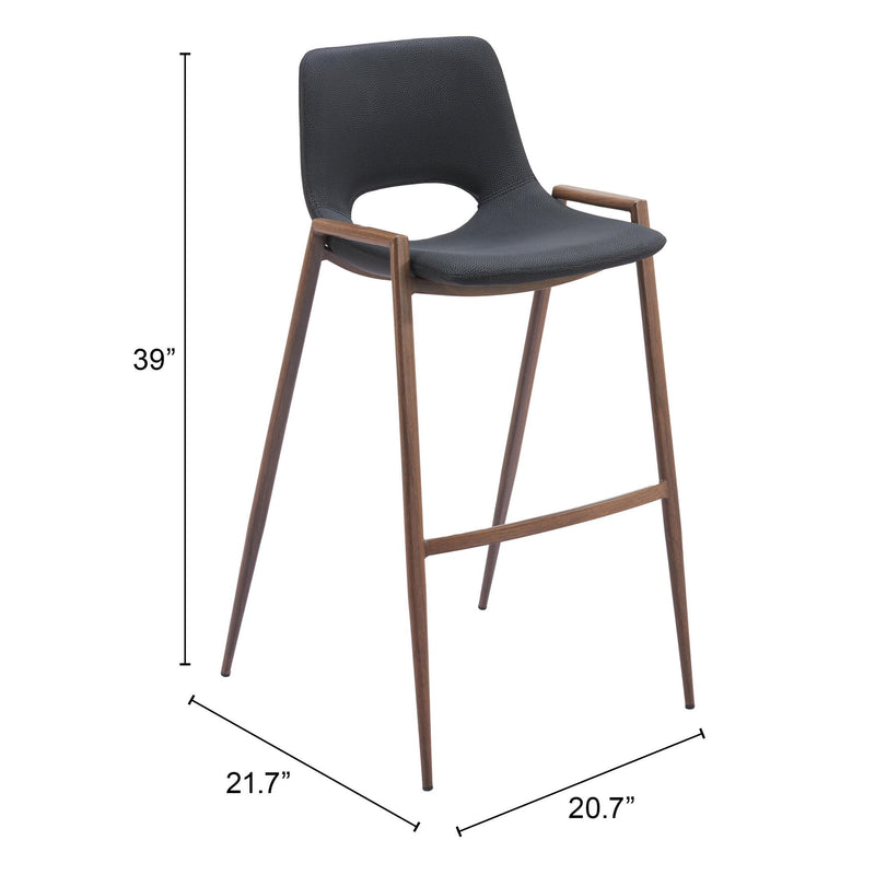 Zuo Desi 101697 Barstool - Black & Walnut IMAGE 10