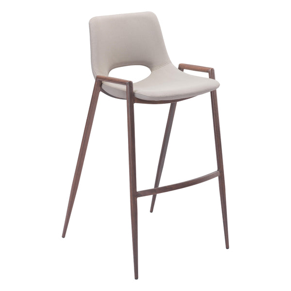 Zuo Desi 101699 Barstool - Beige & Walnut IMAGE 1