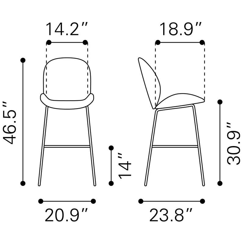 Zuo Miles 101750 Barstool - Green IMAGE 10