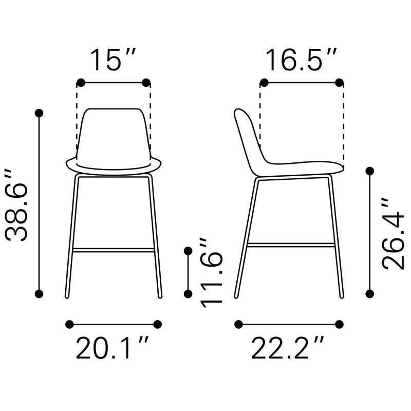 Zuo Byron 101774 Counter Stool - Brown IMAGE 10