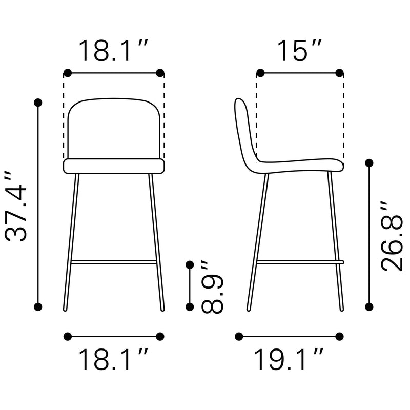 Zuo Var 101894 Counter Stool - Yellow IMAGE 9