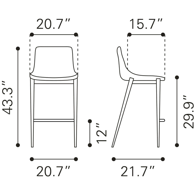 Zuo Magnus 101923 Barstool - Black IMAGE 8