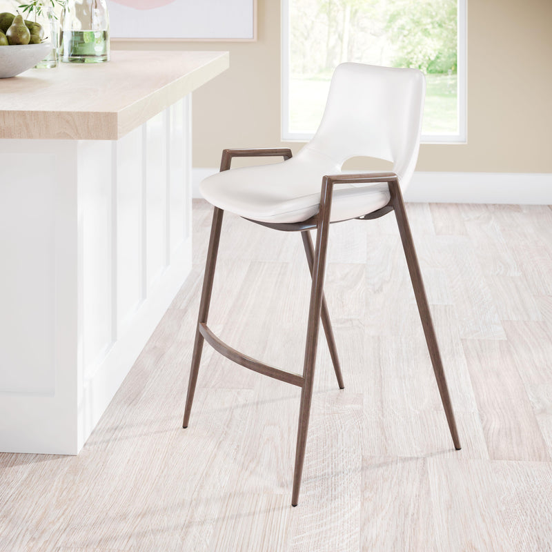 Zuo Desi 109069 Counter Stool - White & Walnut IMAGE 7