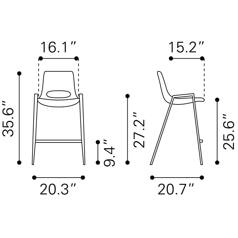 Zuo Desi 109069 Counter Stool - White & Walnut IMAGE 9