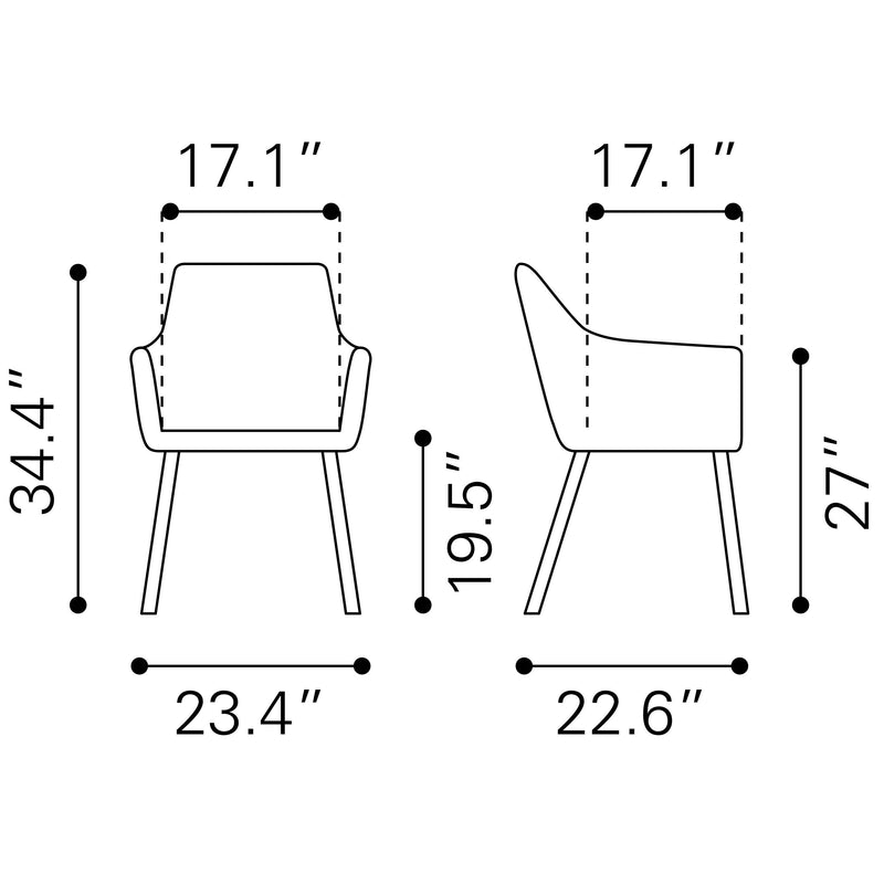 Zuo Loiret 101903 Dining Chair - Yellow IMAGE 10