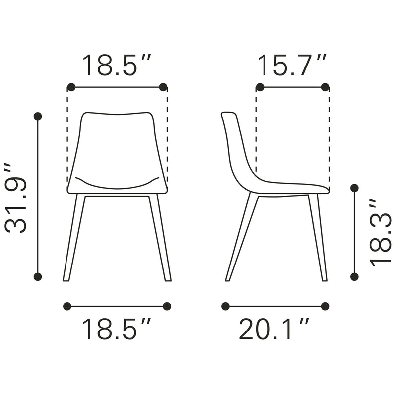 Zuo Daniel 101947 Dining Chair - Vintage Brown IMAGE 10