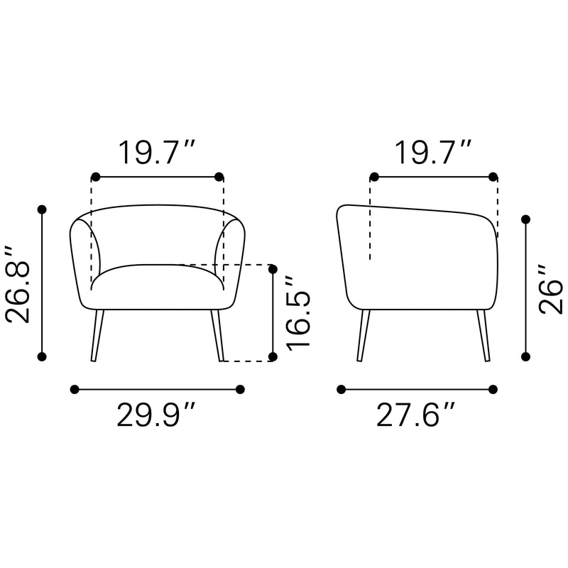Zuo Deco 101851 Accent Chair - Beige IMAGE 10