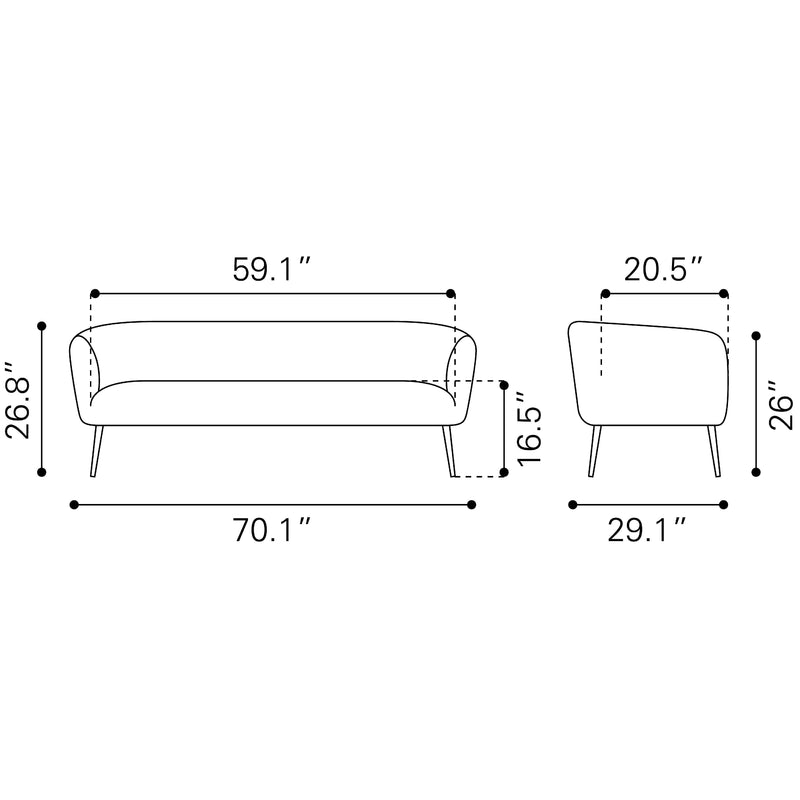 Zuo Deco Stationary Fabric Sofa 101853 IMAGE 10