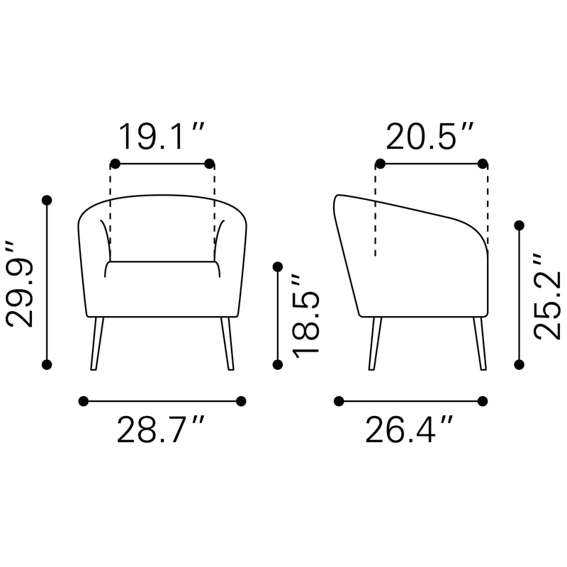 Zuo Sherpa 101868 Accent Chair - Beige & Gold IMAGE 9