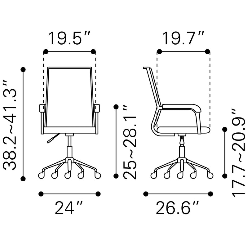 Zuo Liderato 101823 Office Chair - Black IMAGE 11