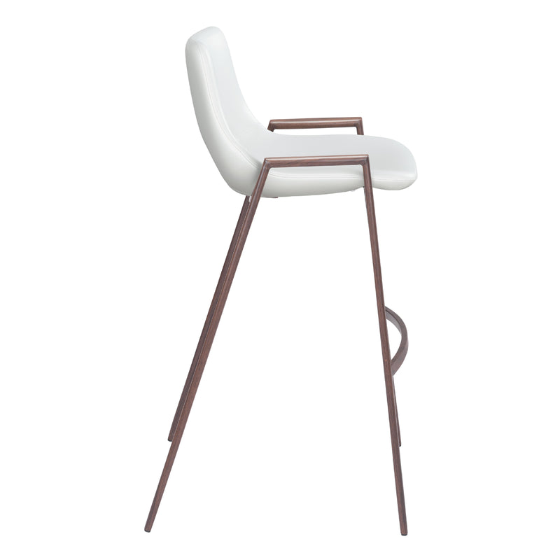 Zuo Desi 109070 Barstool - White & Walnut IMAGE 2