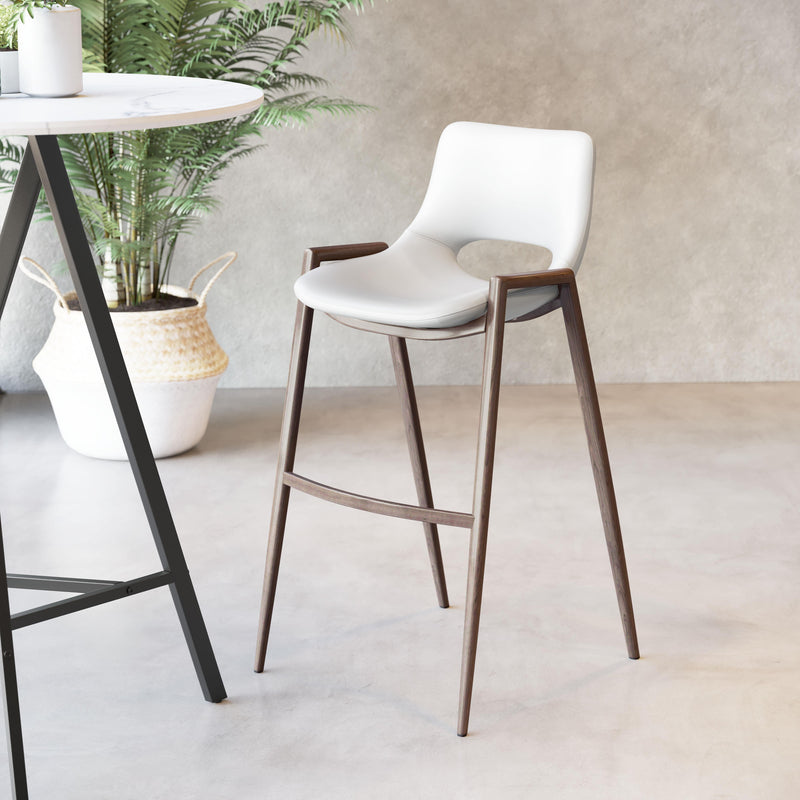 Zuo Desi 109070 Barstool - White & Walnut IMAGE 7