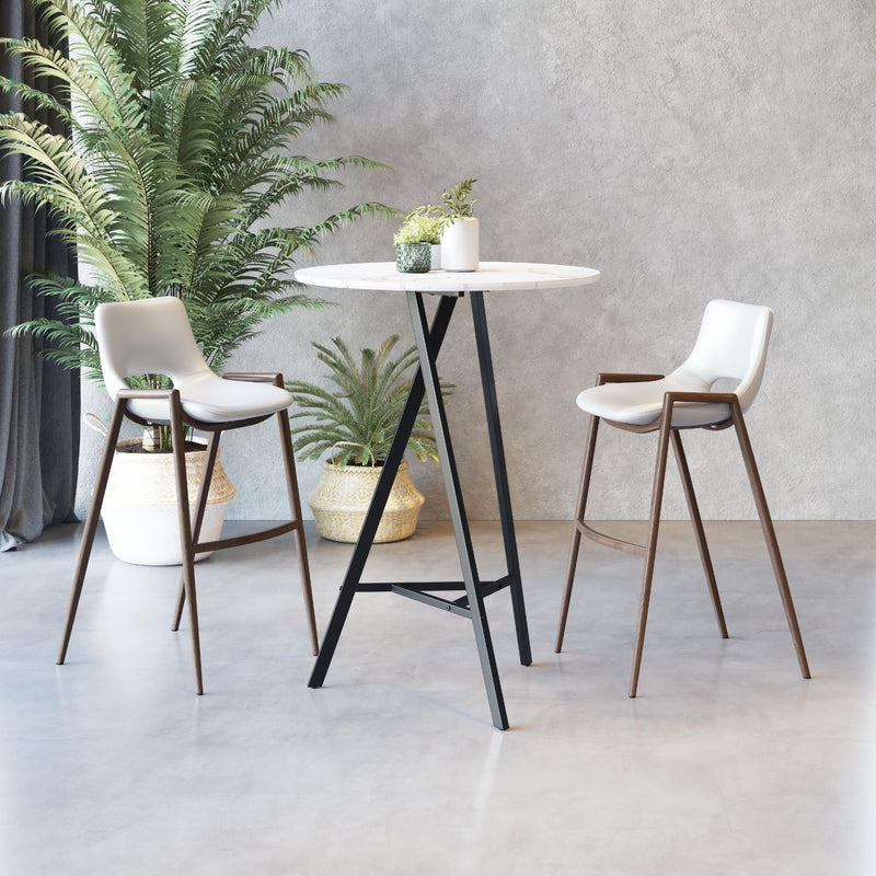 Zuo Desi 109070 Barstool - White & Walnut IMAGE 8