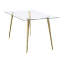  Coaster Furniture Gilman 190621GLD Rectangular 64-inch Glass Top Dining Table - Gold IMAGE 3