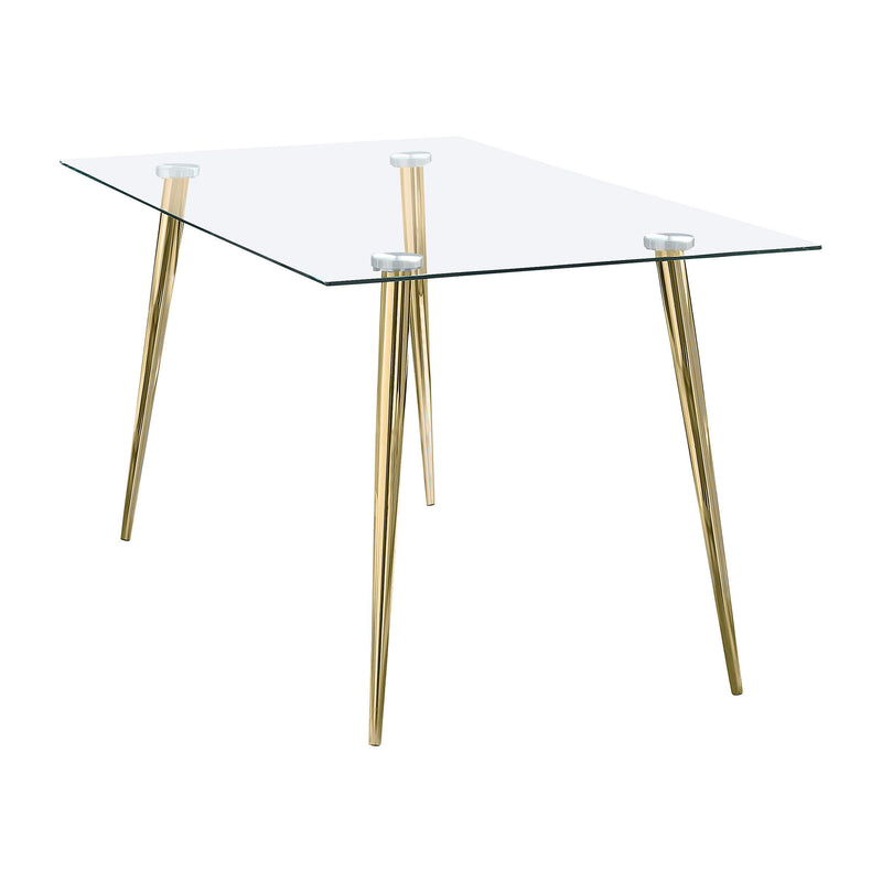  Coaster Furniture Gilman 190621GLD Rectangular 64-inch Glass Top Dining Table - Gold IMAGE 3