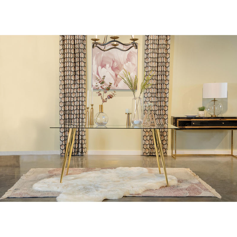  Coaster Furniture Gilman 190621GLD Rectangular 64-inch Glass Top Dining Table - Gold IMAGE 4