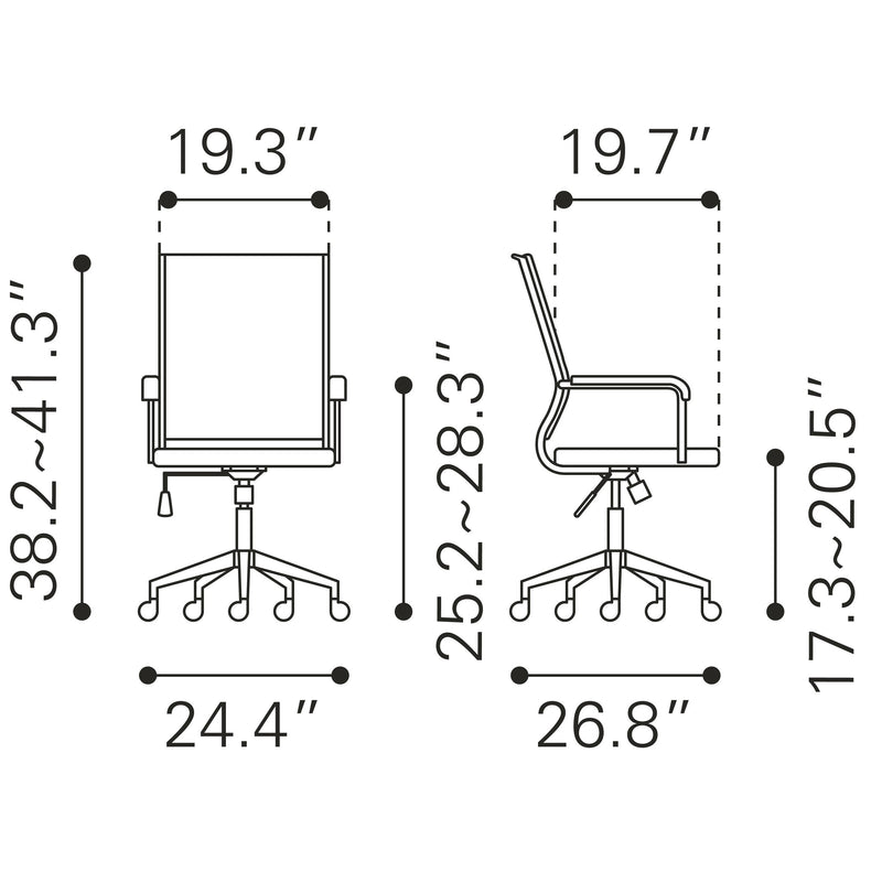 Zuo Auction 109022 Office Chair - Espresso IMAGE 12