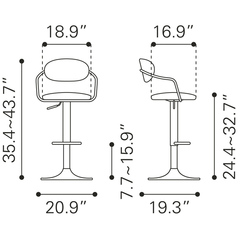 Zuo Kirby 109038 Barstool - Vintage Brown & Black IMAGE 11
