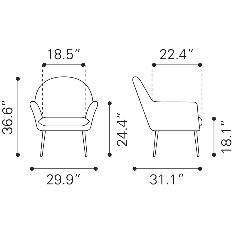 Zuo Alexandria 109047 Accent Chair - Yellow IMAGE 9