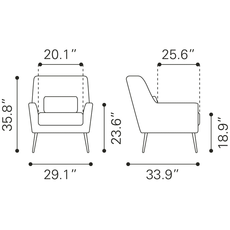 Zuo Ontario 109050 Accent Chair - Vintage Black IMAGE 10