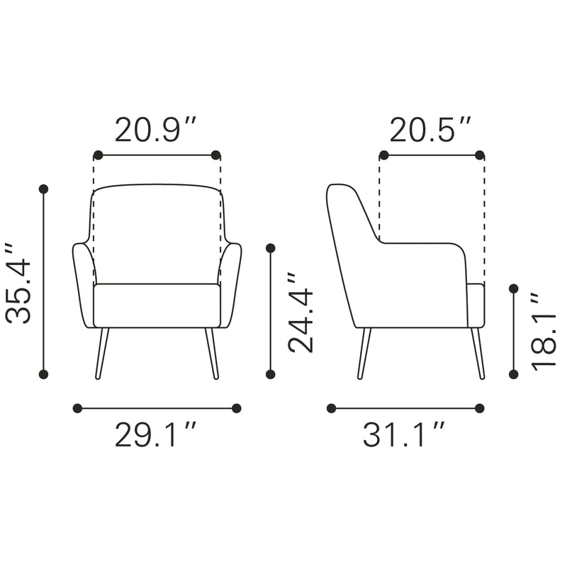 Zuo Tasmania 109054 Accent Chair - Vintage Black IMAGE 11