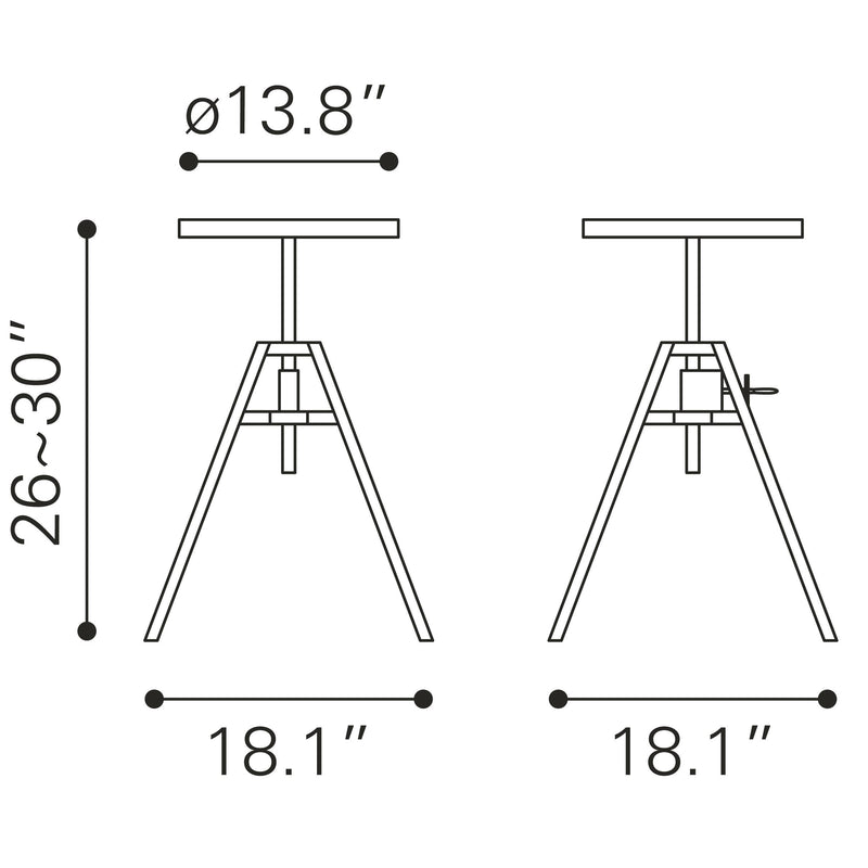 Zuo Mercy 109087 Counter Stool - Silver IMAGE 10