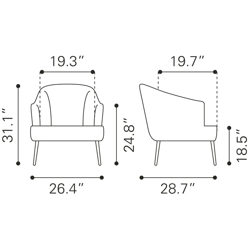 Zuo Ranier 109225 Accent Chair - Yellow IMAGE 11