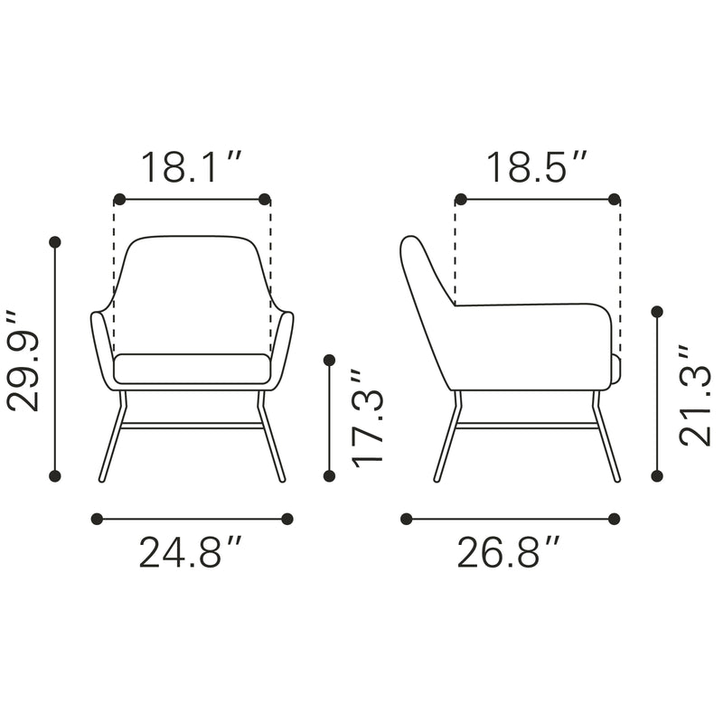 Zuo Hans Stationary Fabric Accent Chair 109229 IMAGE 12