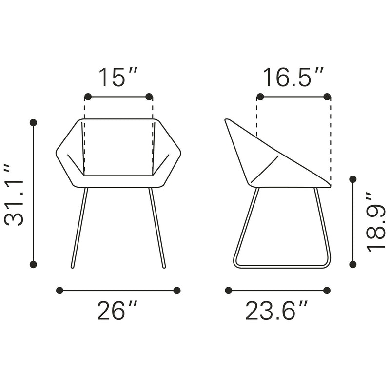 Zuo Miguel 109233 Dining Chair - White IMAGE 11