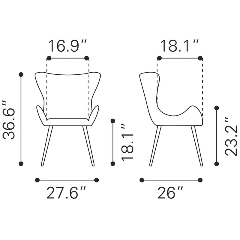 Zuo Alejandro 109244 Dining Chair - Vintage Grey IMAGE 11