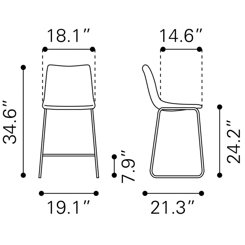 Zuo Smart 109323 Counter Stool - Vintage Espresso IMAGE 10