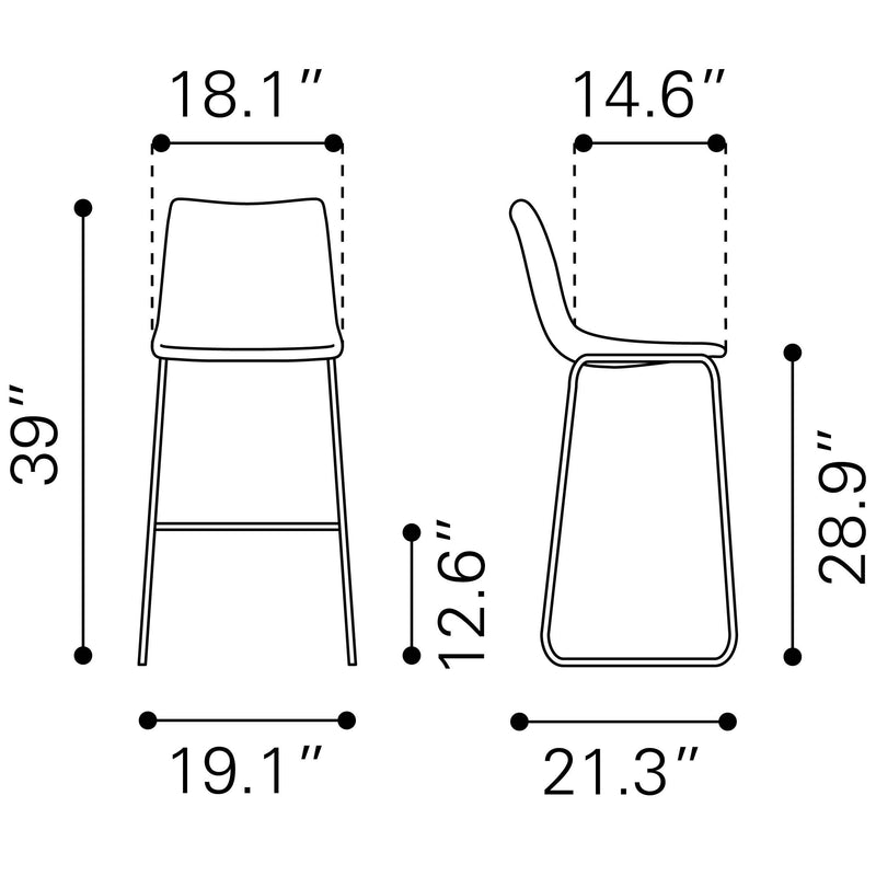 Zuo Smart 109326 Barstool - Vintage Espresso IMAGE 10