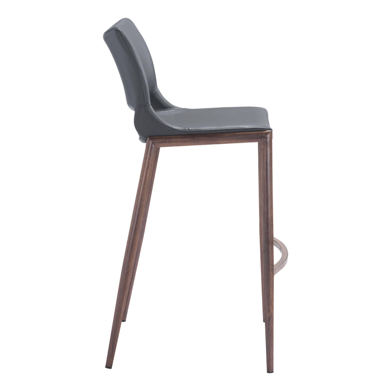 Zuo Ace 109389 Barstool - Dark Grey & Walnut IMAGE 2