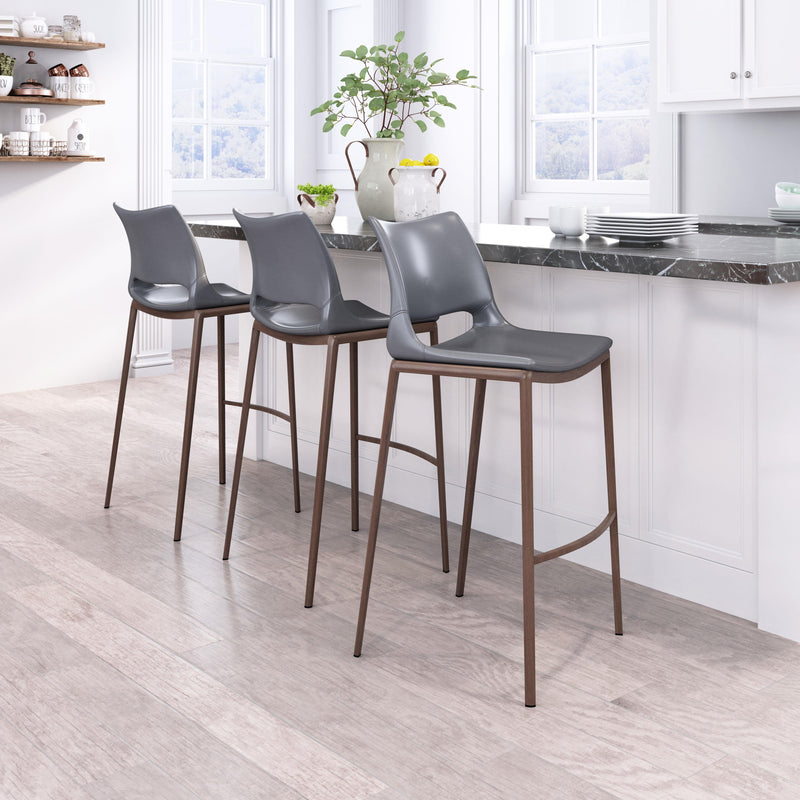 Zuo Ace 109389 Barstool - Dark Grey & Walnut IMAGE 8